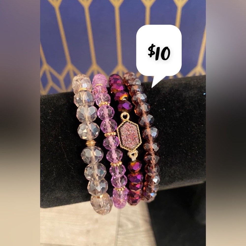 Purple stackable bracelet set